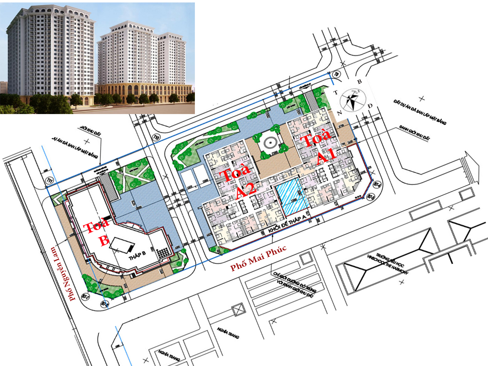 Mặt bằng Toà B, toà A1, Toà A2 dự án ruby riverside