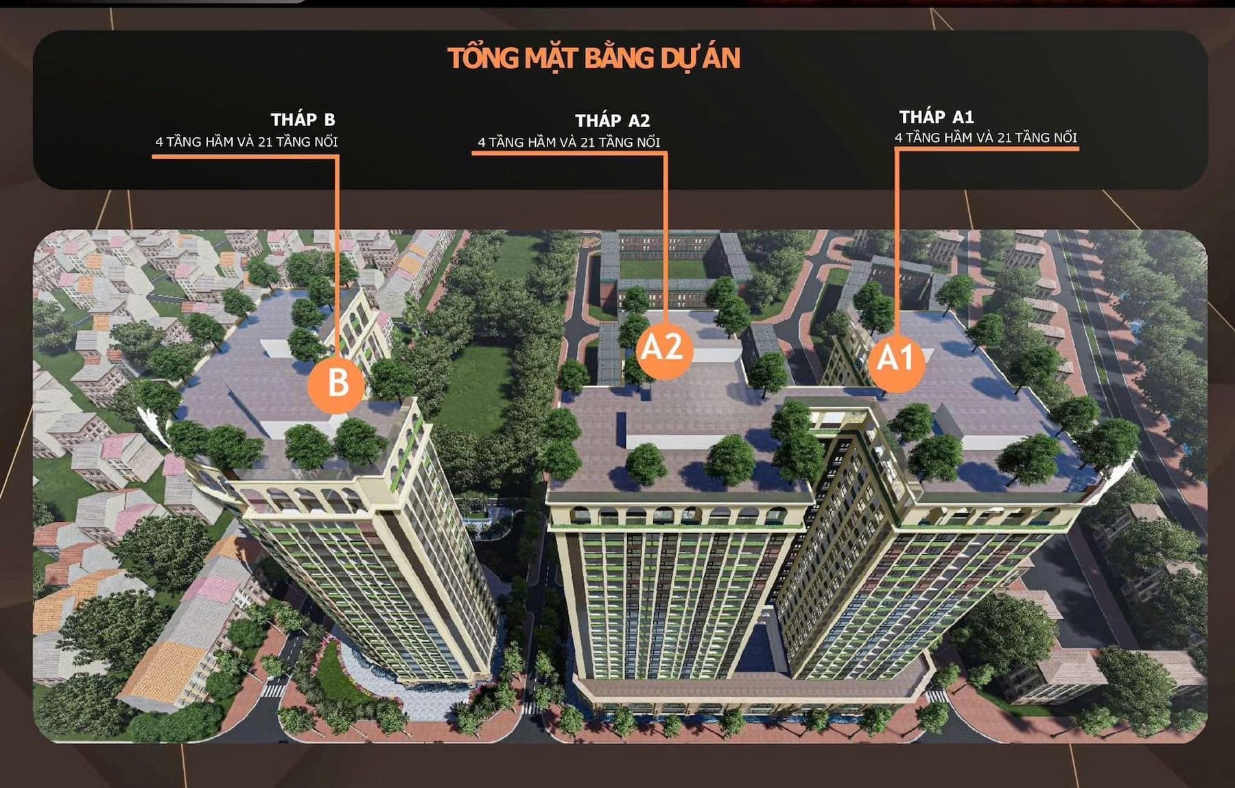 Vị trí toà A1, A2 và toà B-dự án ruby riverside